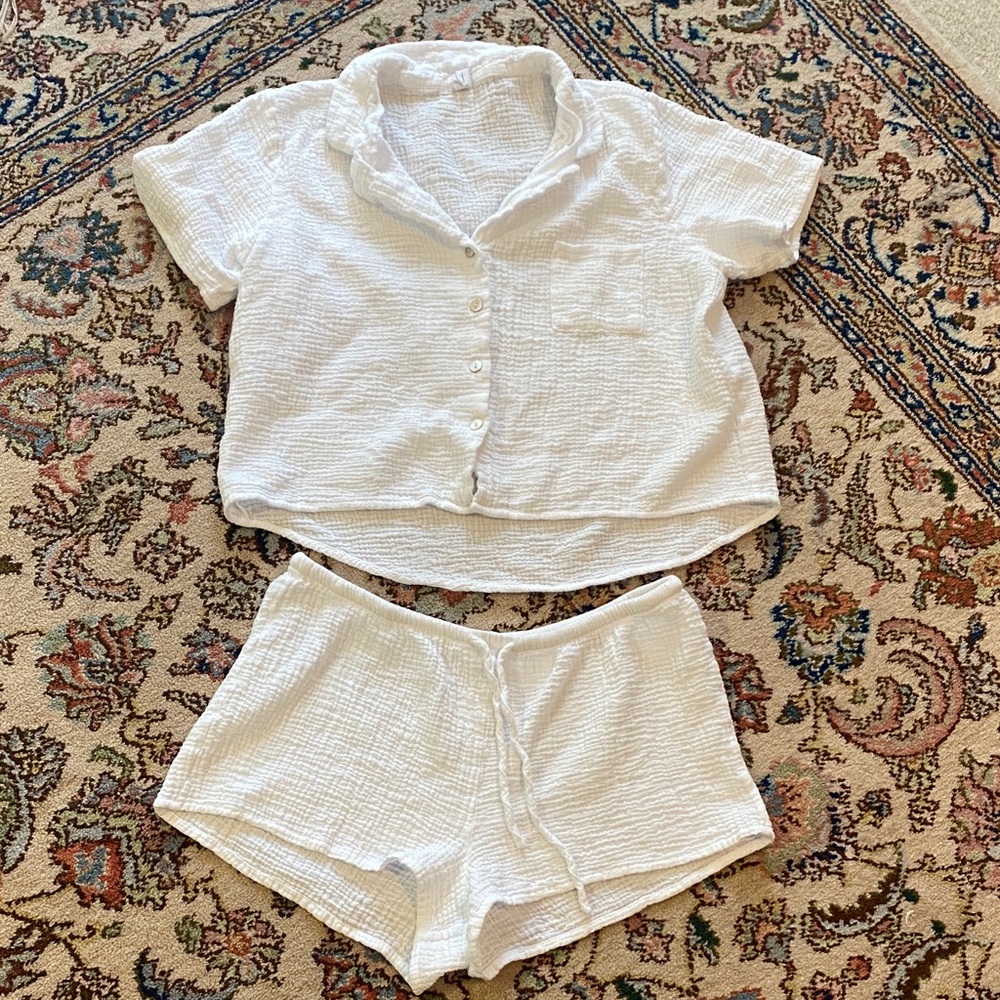 Bliss White Button-Up Swim Coverup Set